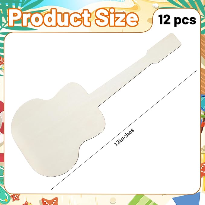 12 Pack 12 Inch Wooden Unfinished Guitar