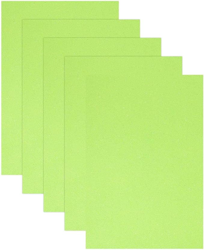 MECCANIXITY 5 Sheets Light Green Shiny Foam Sheets, 8 Inch x 12 Inch Sparkle