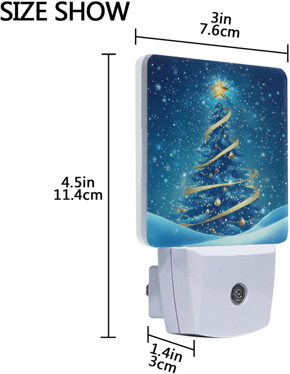 Aslsiy Night Light for Kids Blue Snow Christmas Tree Plug in Wall Lamp LED Dusk to Dawn Sensor Energy Saving Nightlight for Boys Girls Men Women
