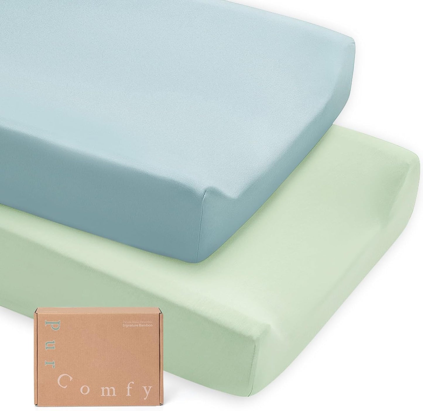 PurComfy Supersoft Diaper Changing Pad Covers, 2-Pack Premium Bamboo Viscose Change Table Pad Covers for Baby Girls and Boys, Hypoallergenic Stretchy Changing Table Cover Sheets
