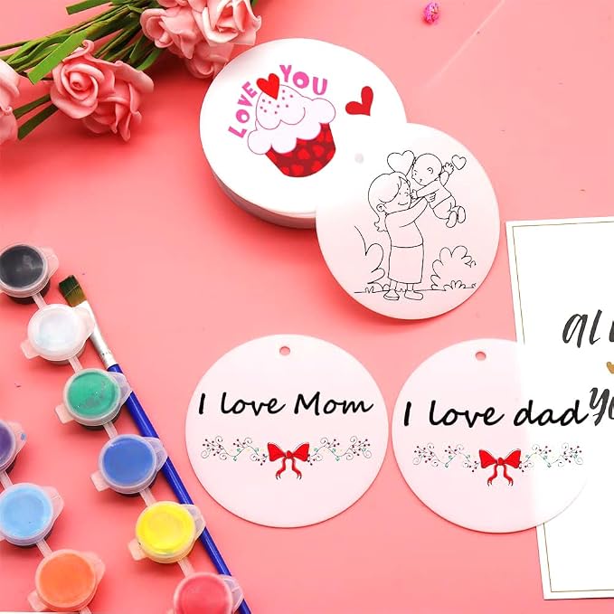 32 Pcs 2.5Inch White Acrylic Keychain Blanks Ornament Blanks