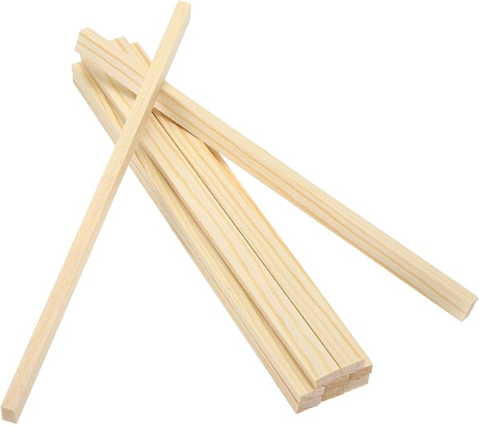 MECCANIXITY 10Pcs Wood Strips Slats, 5/32" x 3/8" x 8" Thin Wood Sticks Flat