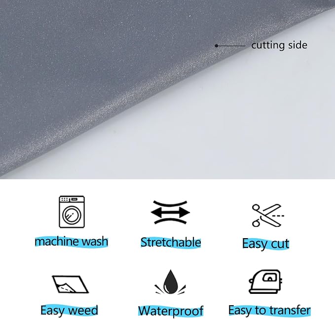 guangyintong Reflective Dark Grey Heat Transfer Vinyl HTV Rolls, Dark Grey HTV