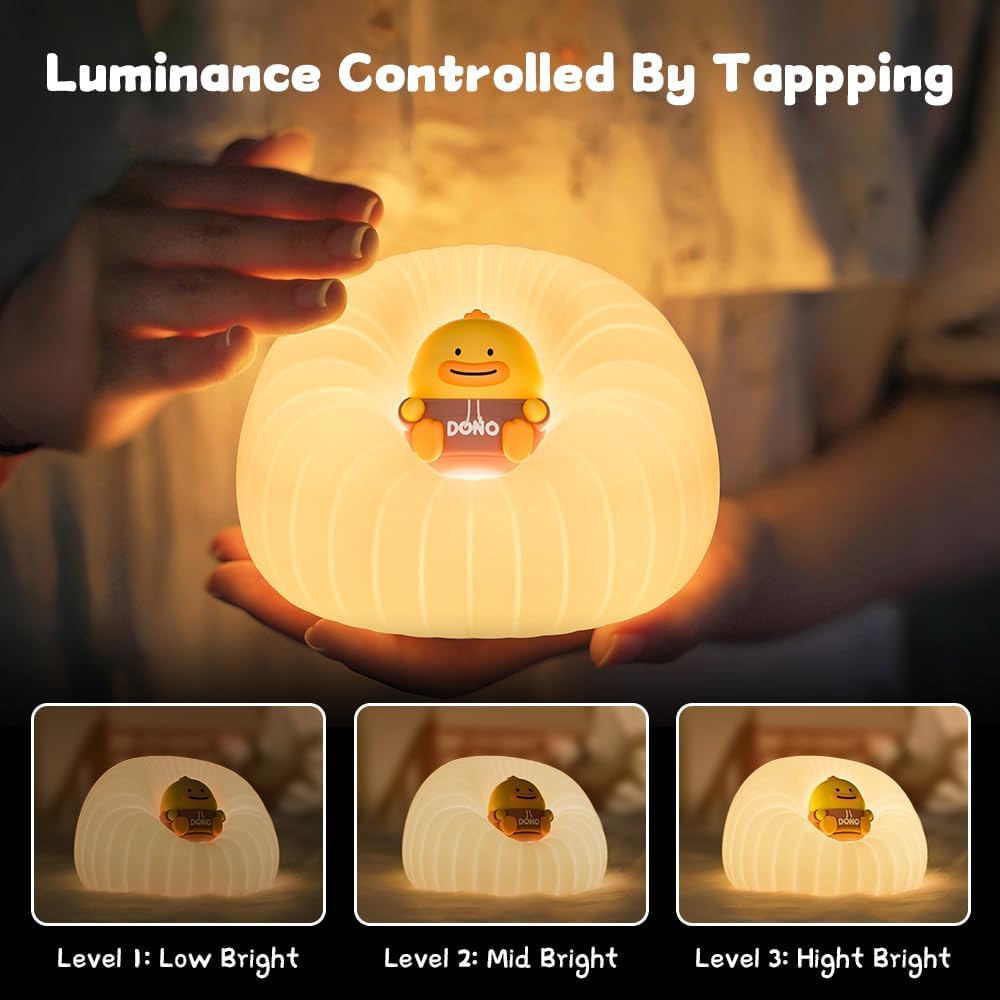 Night Light for Bedroom, Rechargeable LED Lamp with 3 Adjustable Brightness and Automatic Shut-Off, Soft Silicone Design, Touch Control, Suitable for Infants, Toddlers, Girls, and Boys