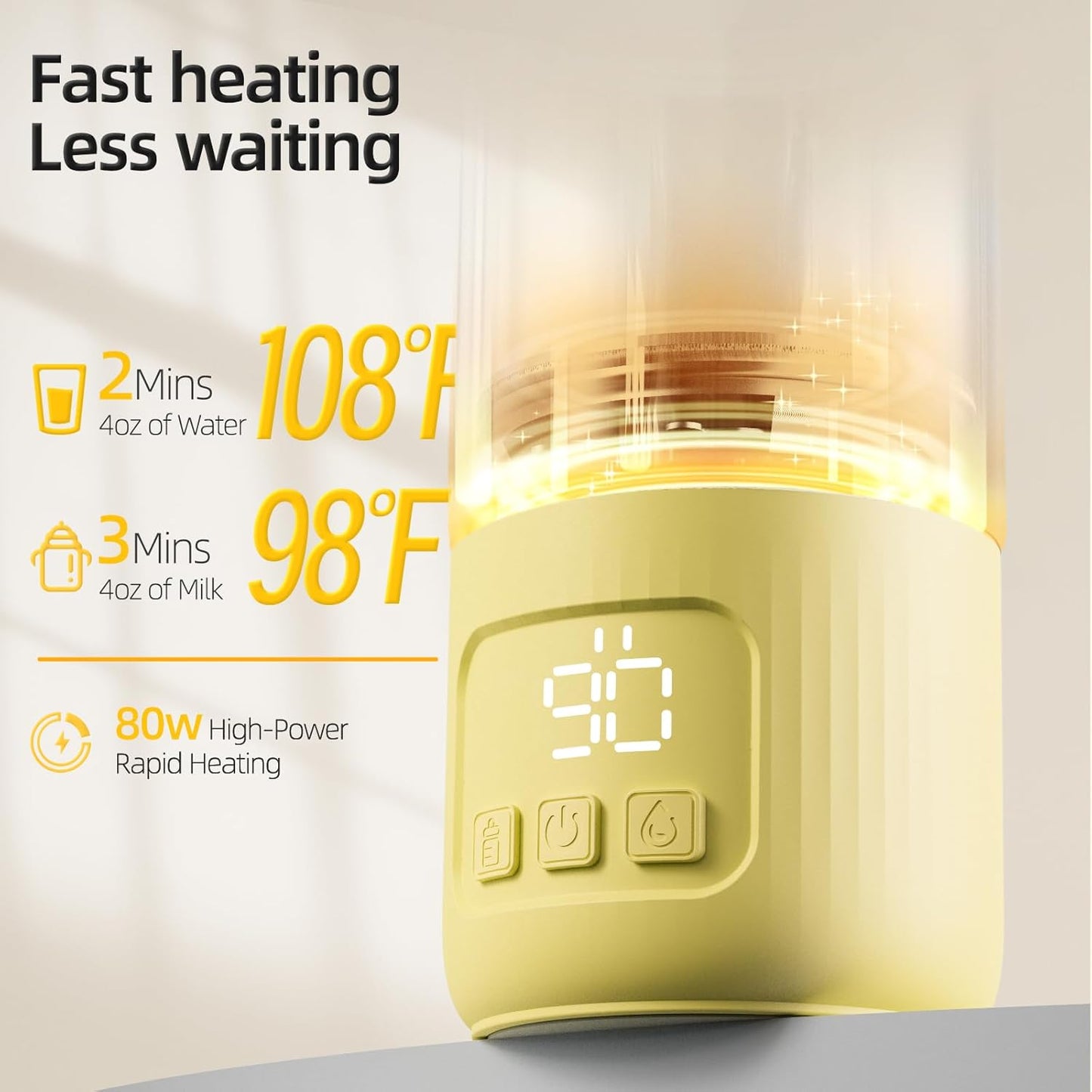 Ellie Portable Bottle Warmer for Travel, w/Reliable Warming, Extended Battery Life, Fast Heating of Breast Milk & Formula, 15 oz Large Capacity, Baby Bottle Warmer On The Go for Car & Airplane