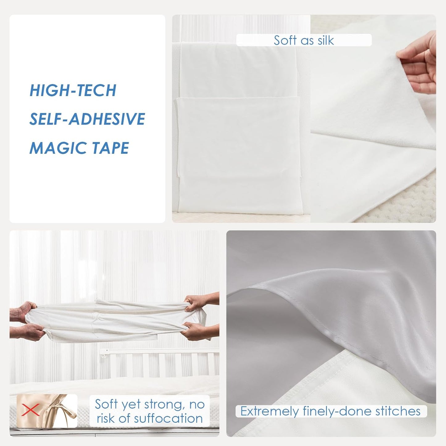 PROMEED 2 Pack Baby Silk Bassinet Sleeve, 23 Momme Pure Silk Cot Semi Sheet, Adjustable for All Standard Bassinet/Cradle/Cot/Crib Mattress (Light Grey)