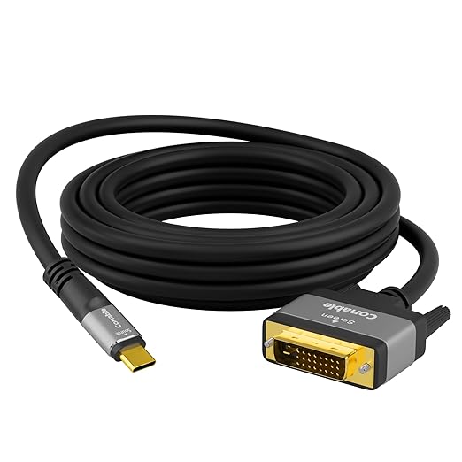 4K USB C to DVI Cable 6 FT, USB Type-C to DVI-D Adapter Cord, (Thunderbolt 3/4) Compatible with iPhone 16/15 Series, MacBook Pro/Air, iPad Pro, iMac, Galaxy S24, XPS, Surface Book 3 and More, Real 4K