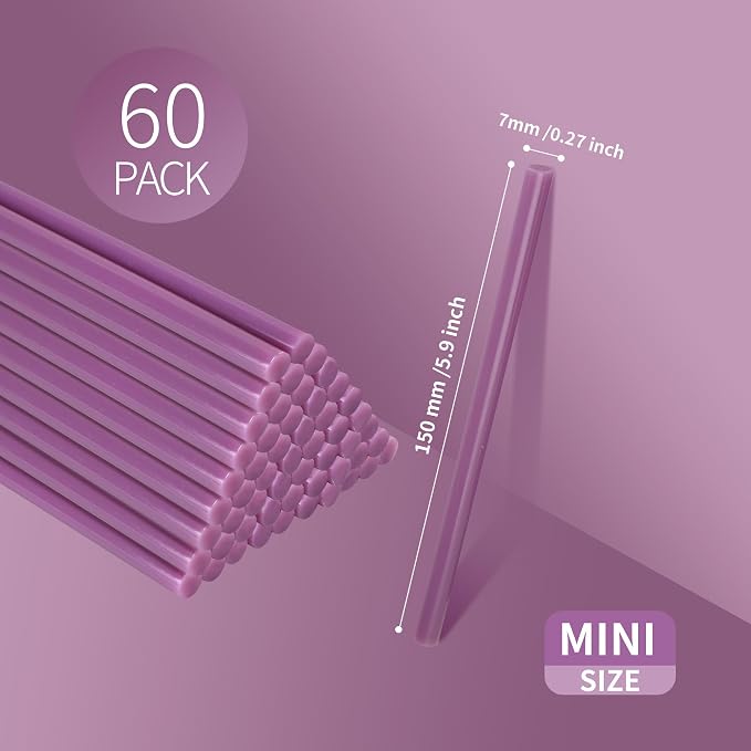 MATUFF light purple Hot Glue Sticks Mini 0.27" x 5.9 inches, Hot Melt Mini Glue