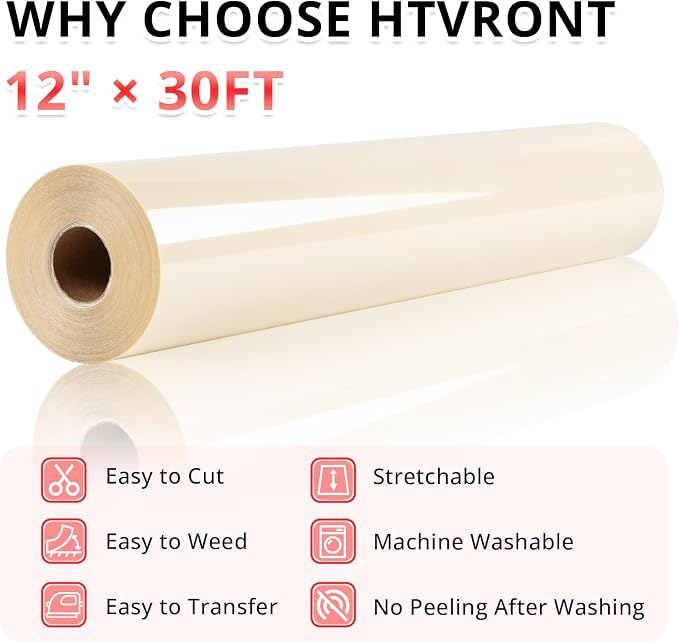 HTVRONT Beige Heat Transfer Vinyl Roll