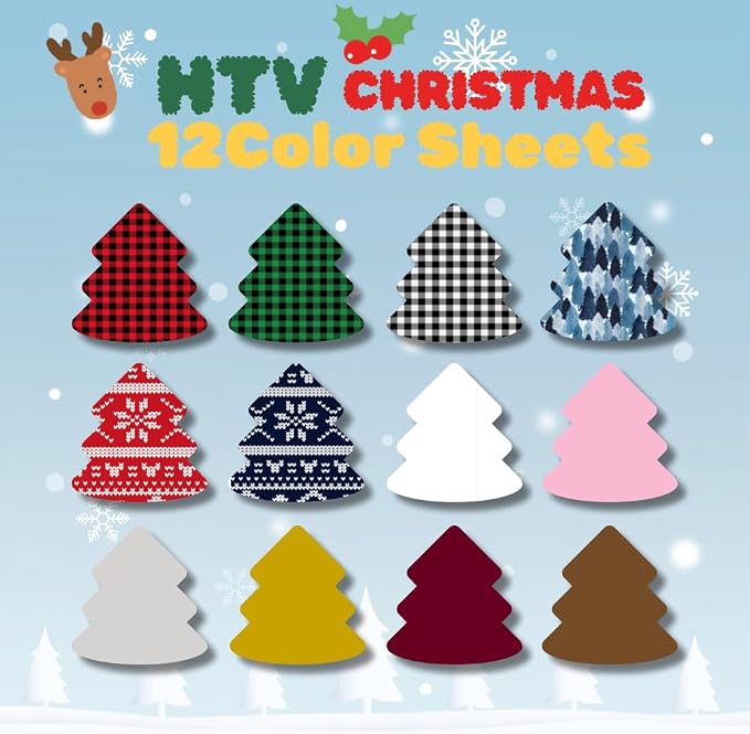 QuuCut Heat Transfer Vinyl Bundle: 12 Pack 12" x 10" Sheets, Pattern HTV