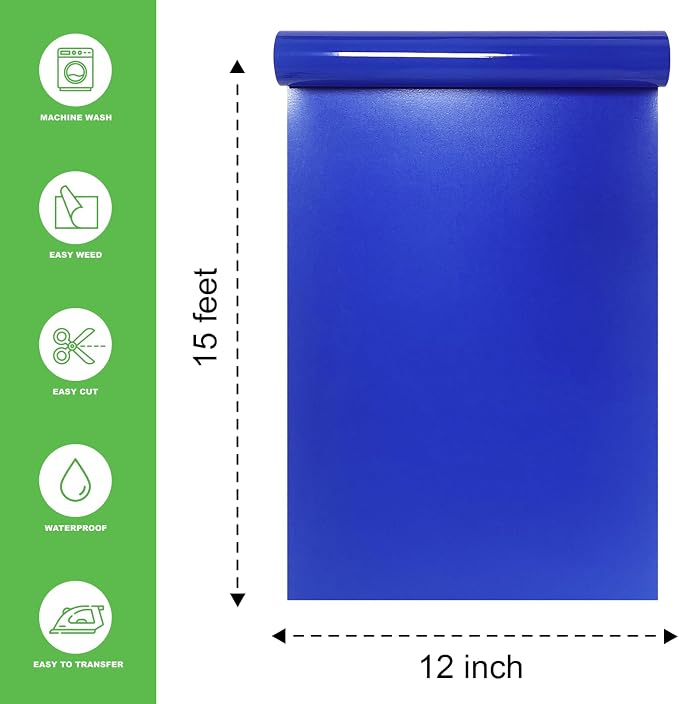 Navy Blue Heat Transfer Vinyl HTV Roll Matte PU 12" x 15 ft. | Easy to Cut