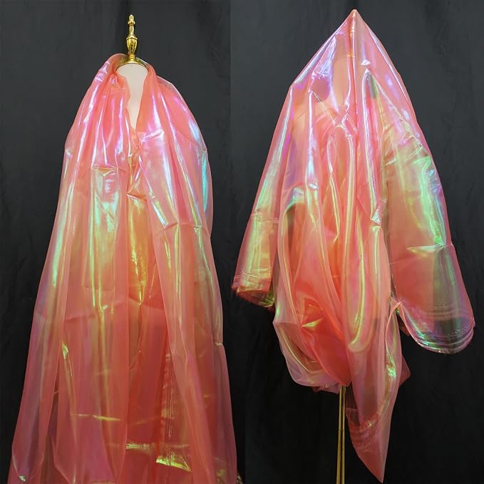 Orange Red Iridescent Organza Fabric