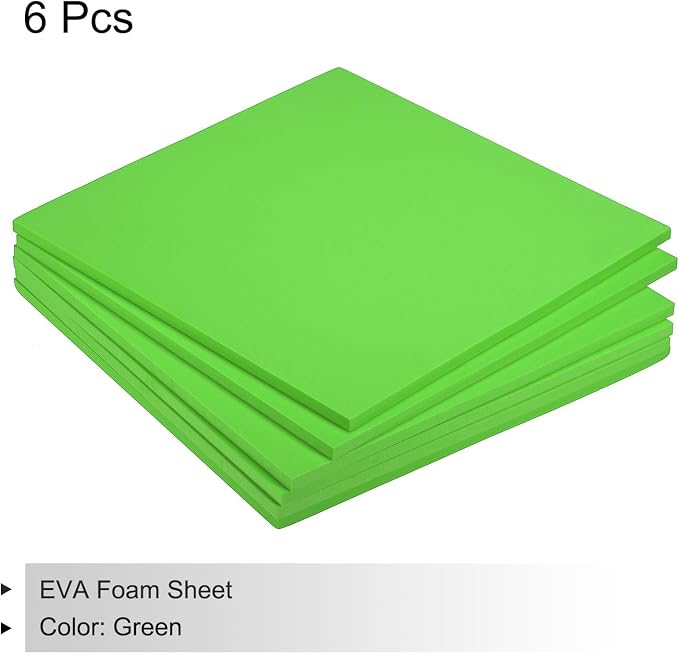 MECCANIXITY EVA Foam Sheets Green 9.8 Inch x 9.8 Inch 7mm Thick Crafts Foam