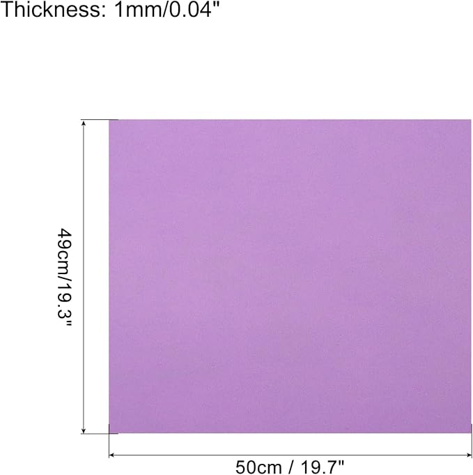 MECCANIXITY EVA Foam Sheets Light Purple 19.7 Inch x 19.3 Inch 1mm Thick Crafts