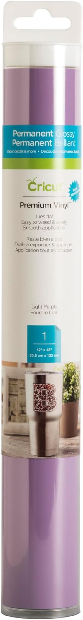 Cricut Premium Permanent Vinyl, Light Purple - 4ft Roll - Compatible