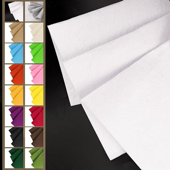 IONTACH 36" X 36" White Stiff Felt Fabric 1.2mm Thick | Felt Sheet