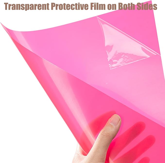 10-Pack A4 Colored PVC Flexible Plastic Sheets, 0.3mm Rose Transparent Film