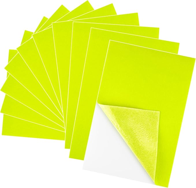 10PCS Bright Yellow Self Adhesive Felt Fabric Sheets Sticky Felt Sheets
