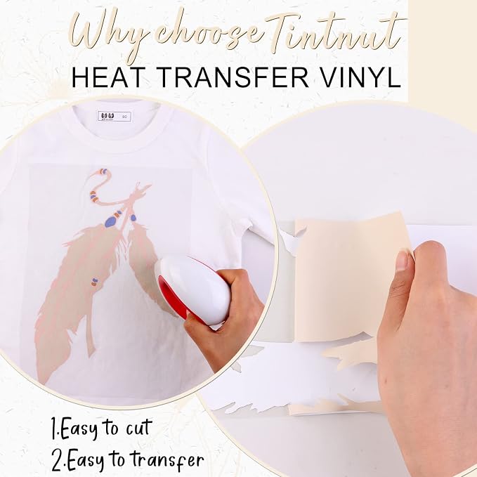 Tintnut Sand Shell Beige Heat Transfer Vinyl, 10inx6ft Iron on Vinyl | Neutral