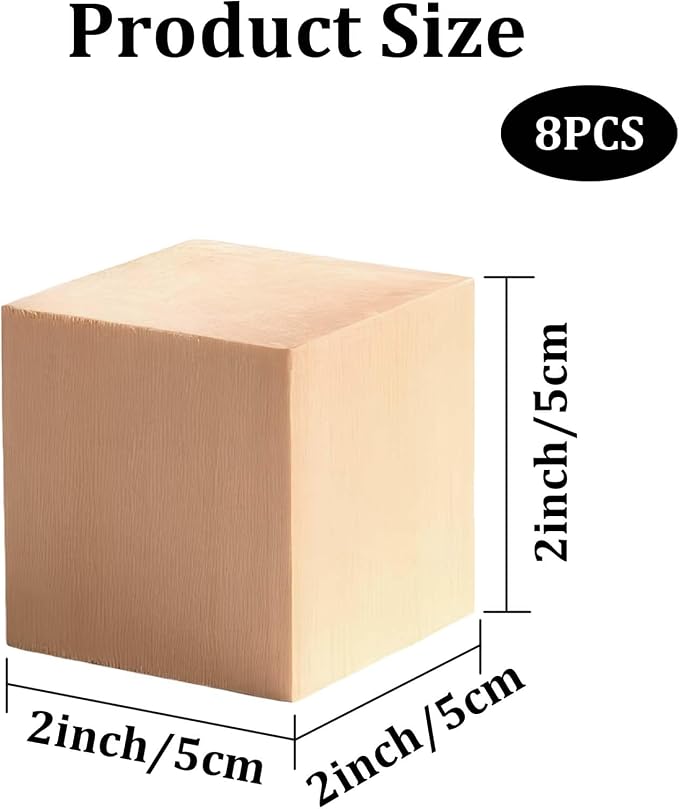 8Pcs Basswood Carving Blocks 2x2x2
