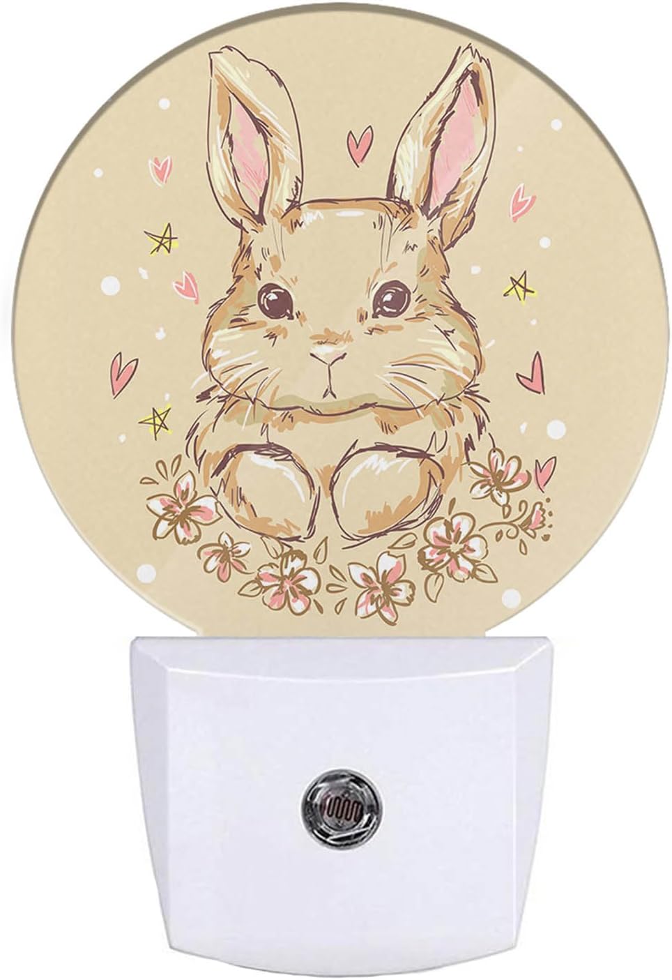 EKOBLA Easter Bunny Night Light Cute Animal Rabbit Hare with Butterfly Boho Plug-in Nightlights Auto Sensor Energy Efficient LED Lamp for Boy Girl Gifts