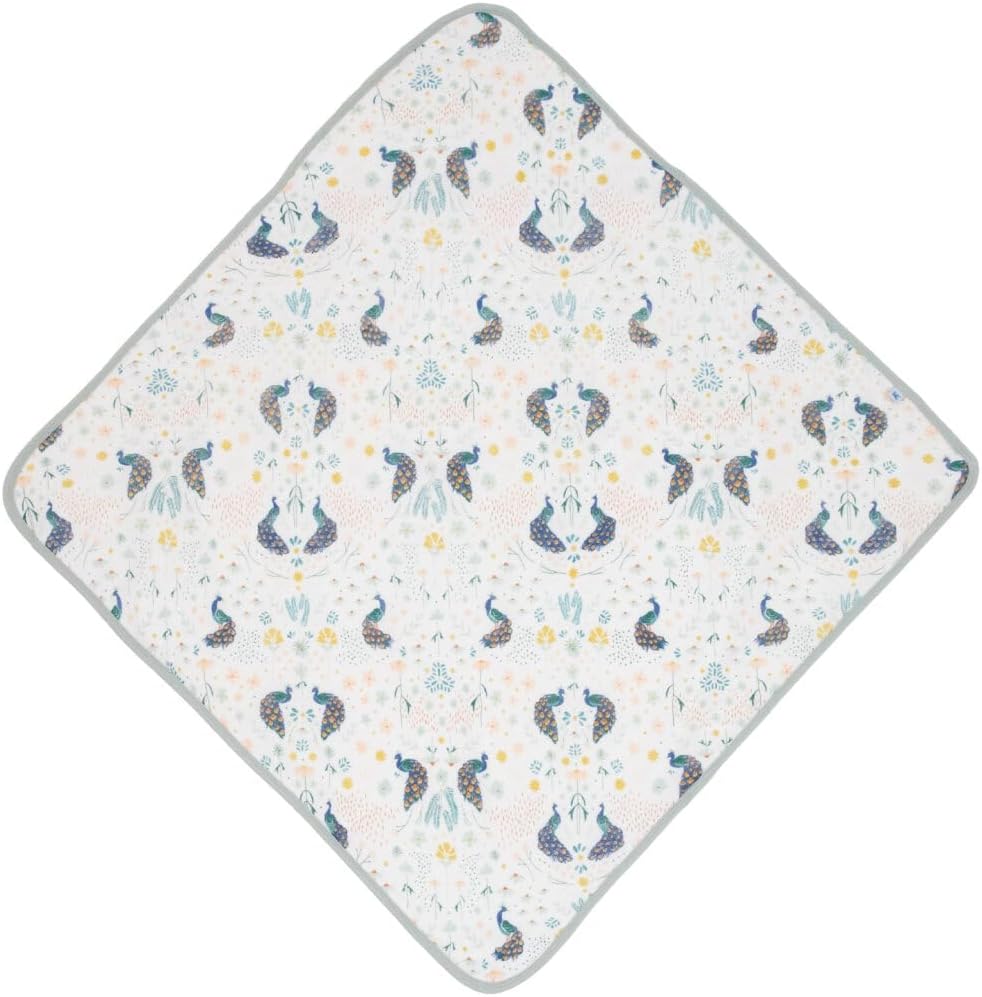 Little Unicorn Premium Infant Hooded Bath Towel| Soft & Absorbent Cotton & Terry Fabric for Newborns (Peacock)