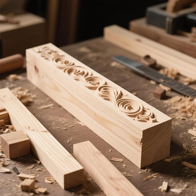 JAPCHET 12 Pieces 6 x 2 x 2 Inch Basswood Carving Blocks, Natural Unfinished