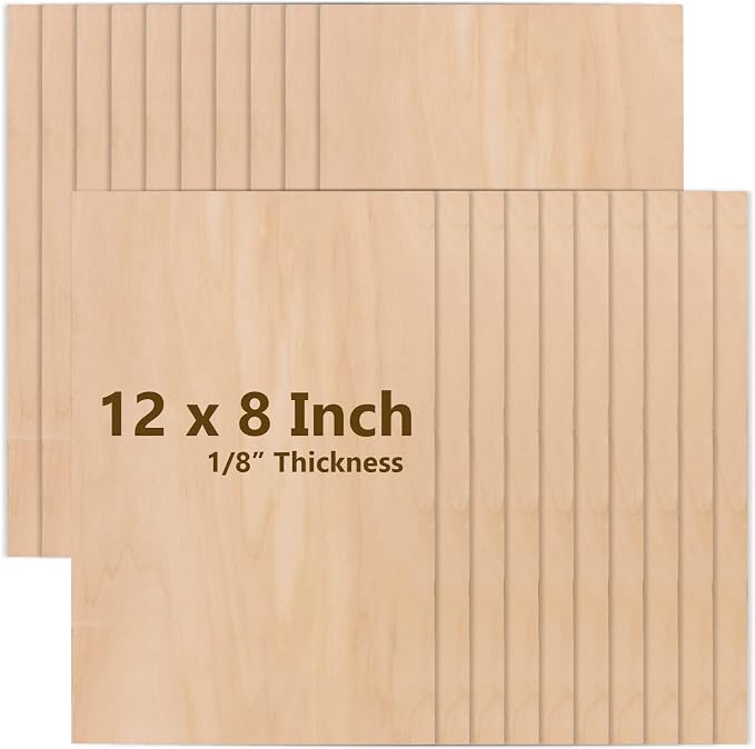 20 Pack 12 x 8 x 1/8 Inch Basswood Sheets, Rectangular Plywood Balsa Wood Sheet
