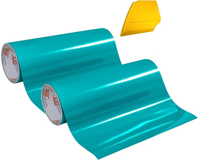 ORACAL 751 Gloss Turquoise Premium Craft Vinyl 12" x 24" Including Hard Yellow