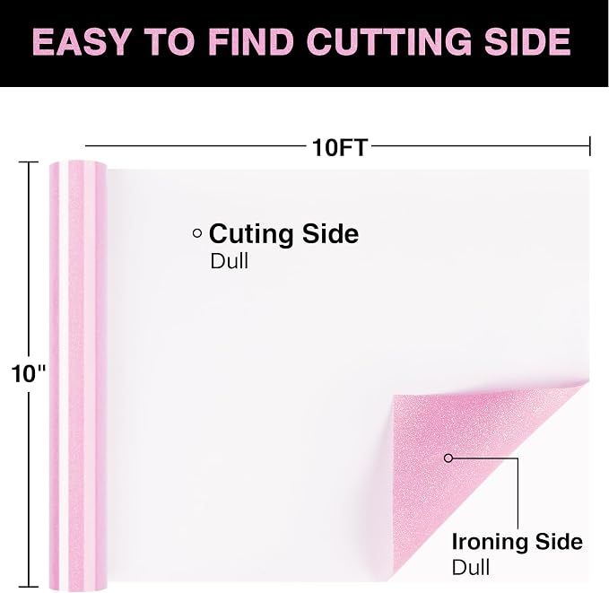 Pink Glitter HTV Heat Transfer Vinyl Roll 12inch x 10 ft