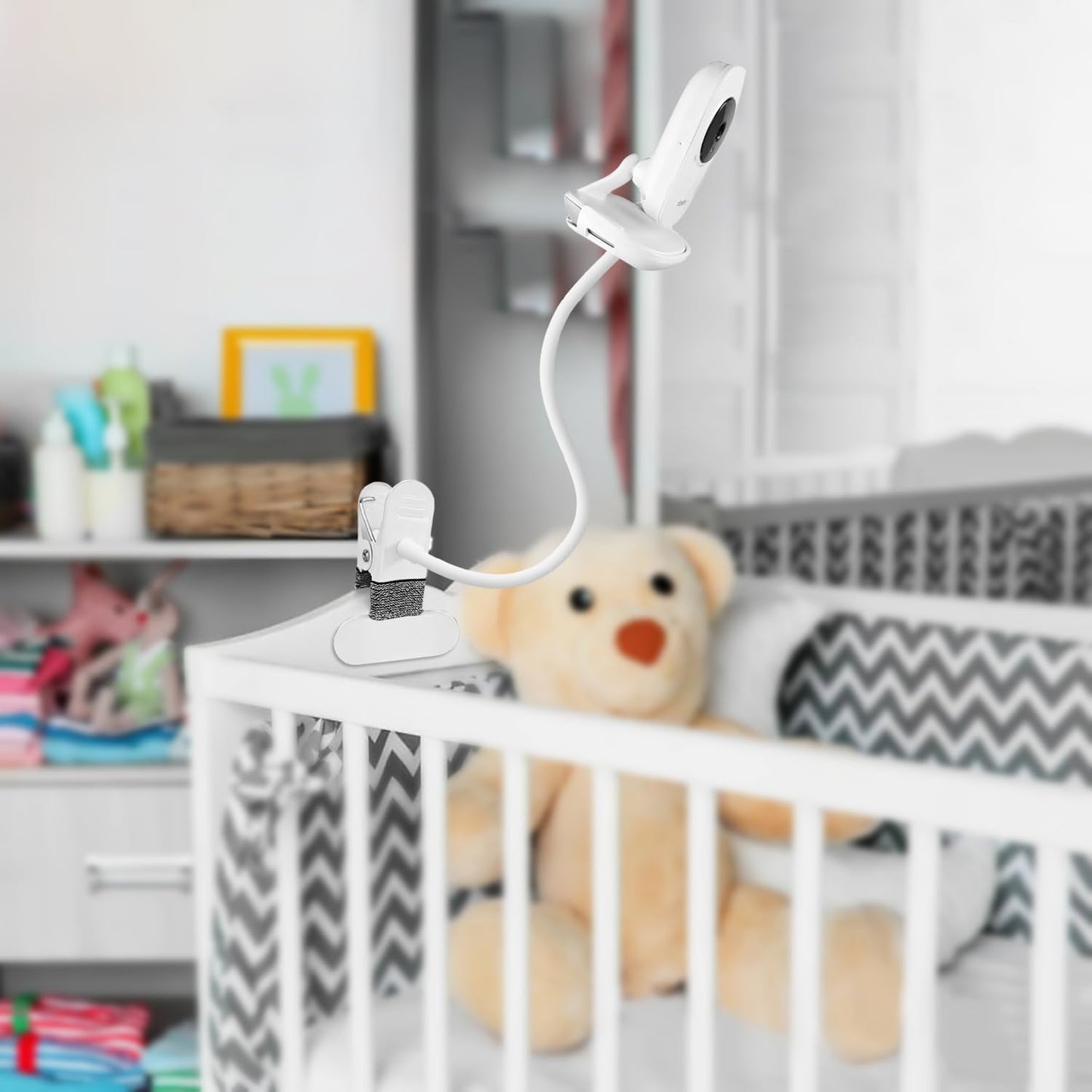 15.7 inches Baby Monitor Mount Compatible with VTech VM819 Baby Monitor Camera,Flexible Clip Clamp Mount Stand Long Gooseneck Arm Without Tools or Wall Damage