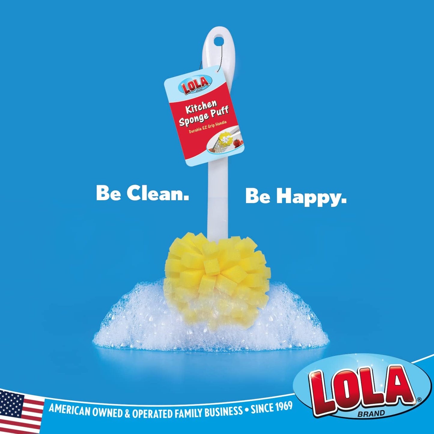 LOLA The Original Flower Shaped Kitchen Foam Sponge Bottle Brush, No Slip Grip Handle, Dishwasher Safe, 1 Pack