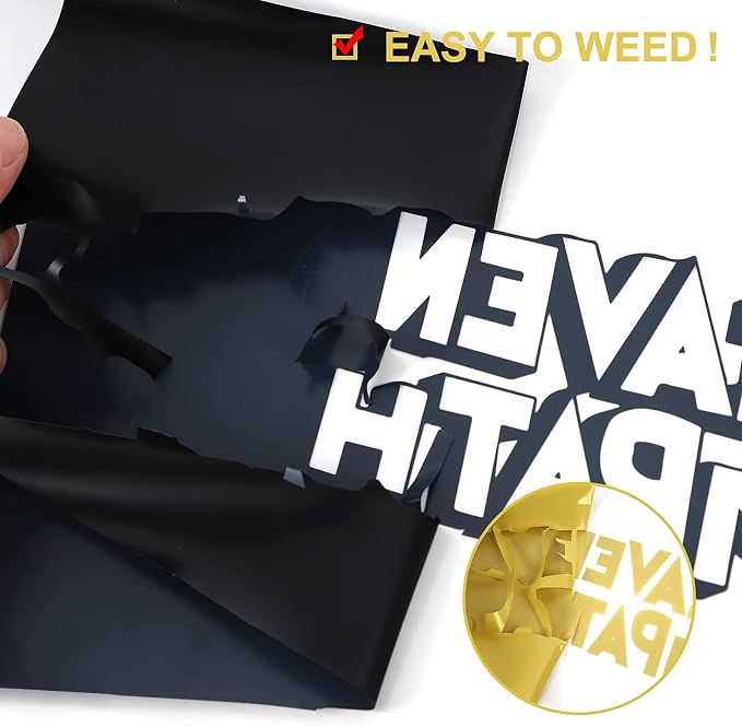 FUNKAKA Black Heat Transfer Vinyl Rolls, Adhesive Glossy HTV Vinyl