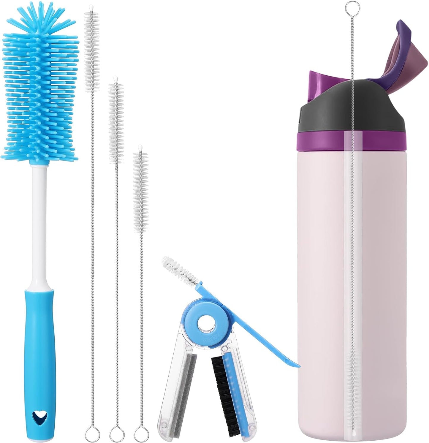 Palksky Water Bottle Cleaning Kit, Brush and Straw Cleaner for Owala, 5 PCS