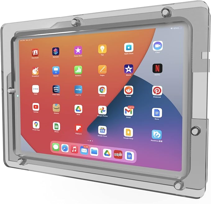 TABcare Anti-Theft Acrylic VESA Enclosure for Apple iPad Pro 11" 1st, 2nd, 3rd, 4th gen. with Free Wall Mount Kit & 90-Degree Angle USB C Cable (iPad Pro 11 1/2/3/4, Clear)