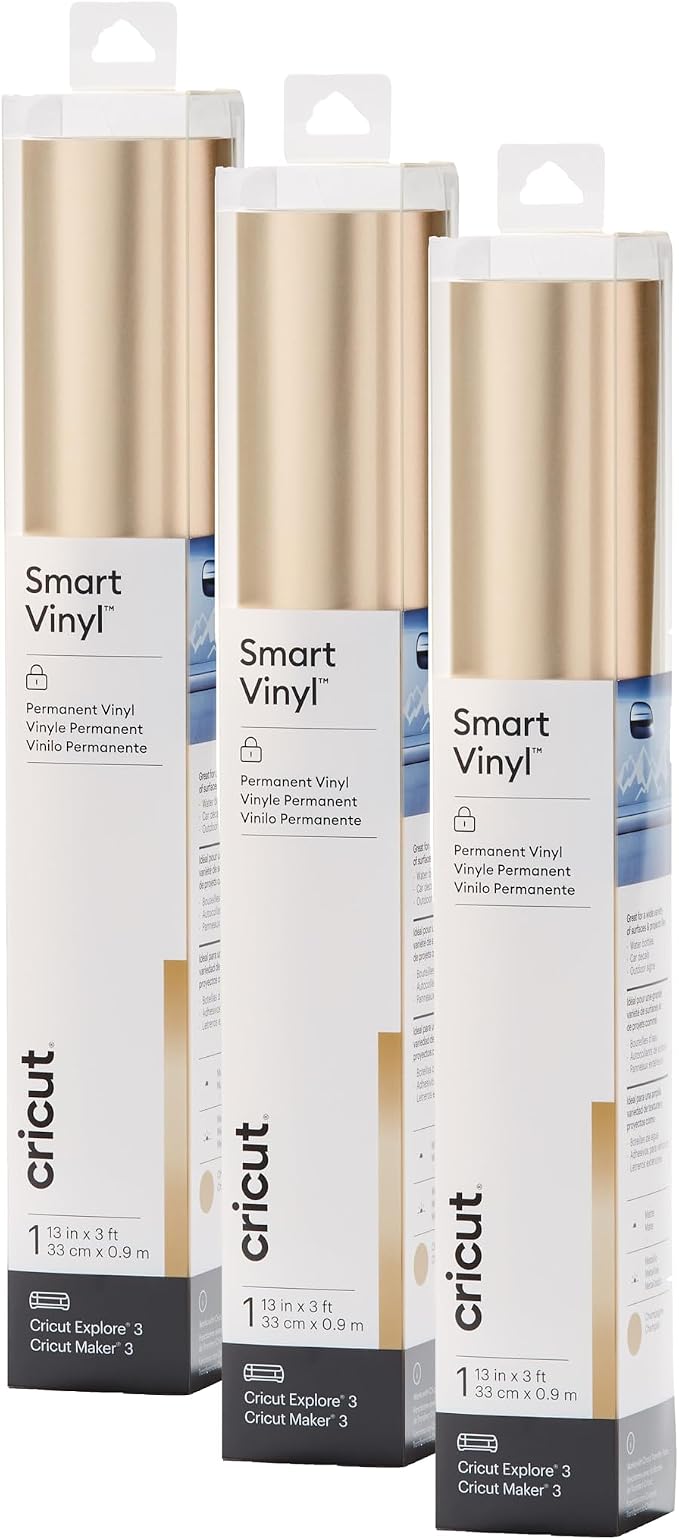 Cricut Smart Permanent Vinyl, Matte Metallic | 3-Pack of 3ft Rolls