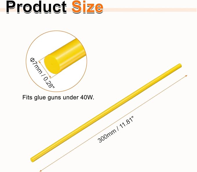 HARFINGTON 10pcs Hot Glue Sticks 0.28" Dia x 11.81" Long EVA Mini Hot Melt