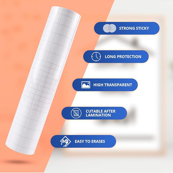 HTVRONT Clear Self-Adhesive Laminating Vinyl Roll 12x50 FT | Back to School