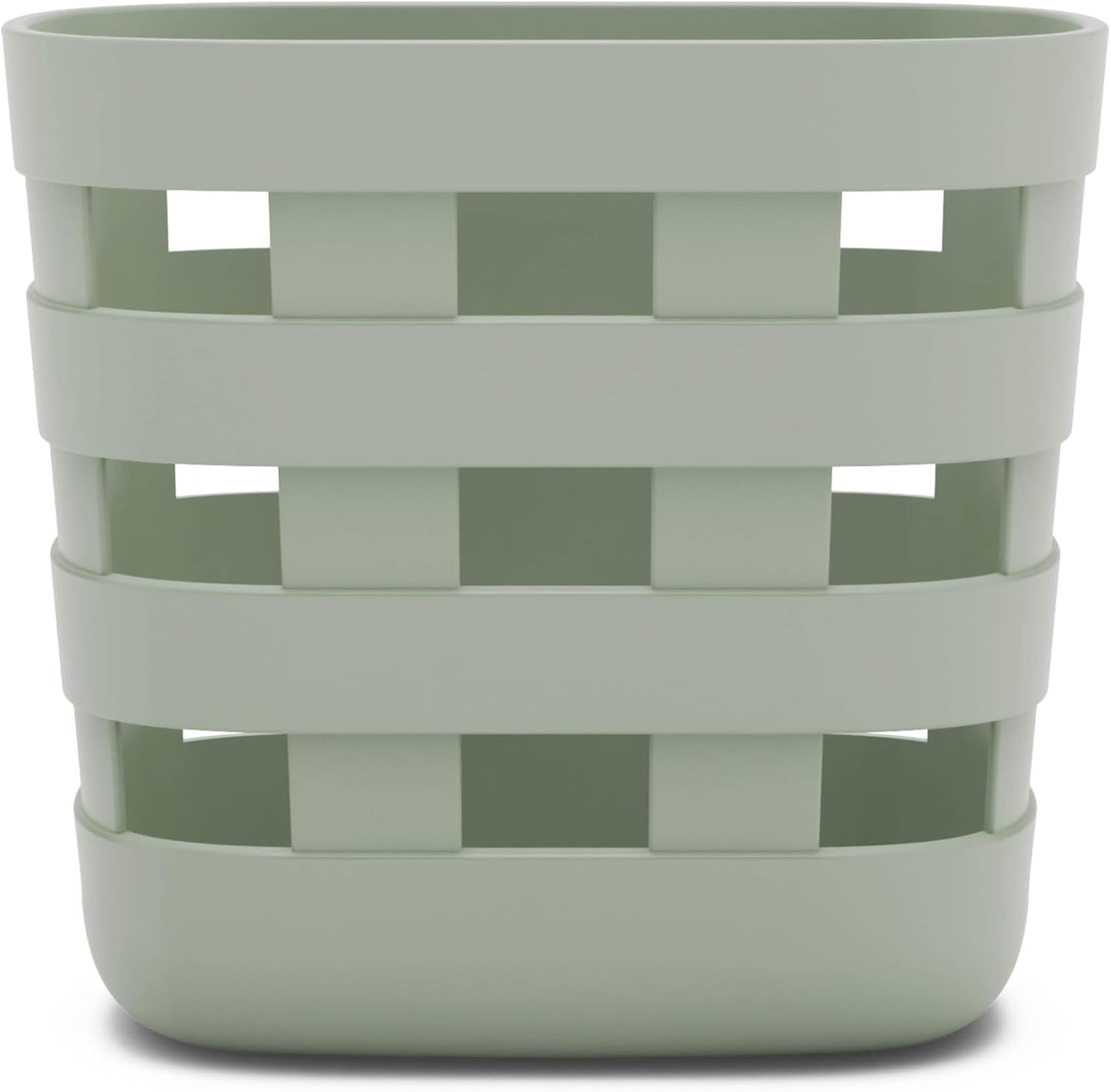 Lalo Bath Time Storage Bin - Keep Items Organized & Dry with Non-Toxic Plastic, Easy Cleanup, Removable Drying Bin, Woven Baby Organizer, Secure Wall Attachment, 9 x 5.5 x 8.5 in - Sage