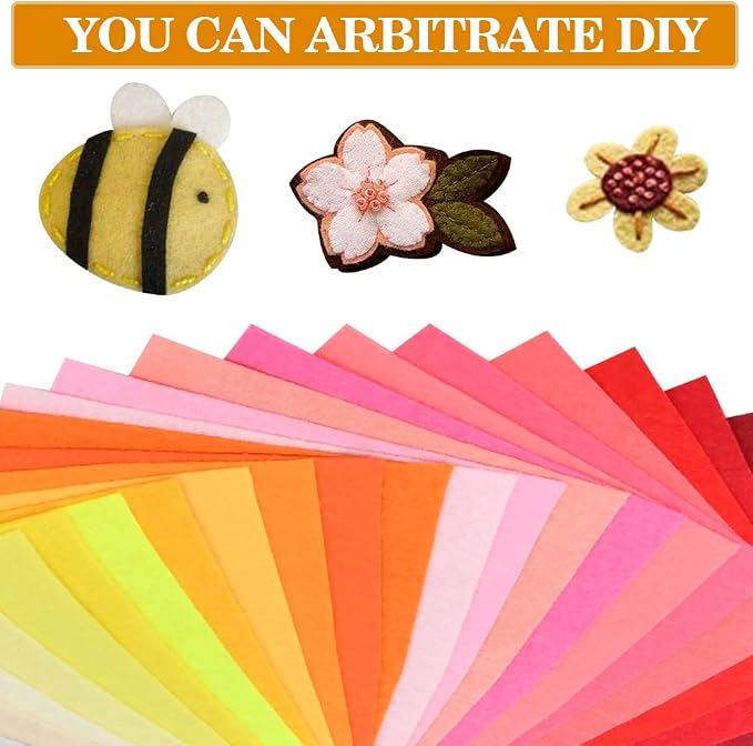 BUYGOO 60Pcs Stiff Felt Fabric Sheets, 12 x 12 inches Assorted Felt Sheets
