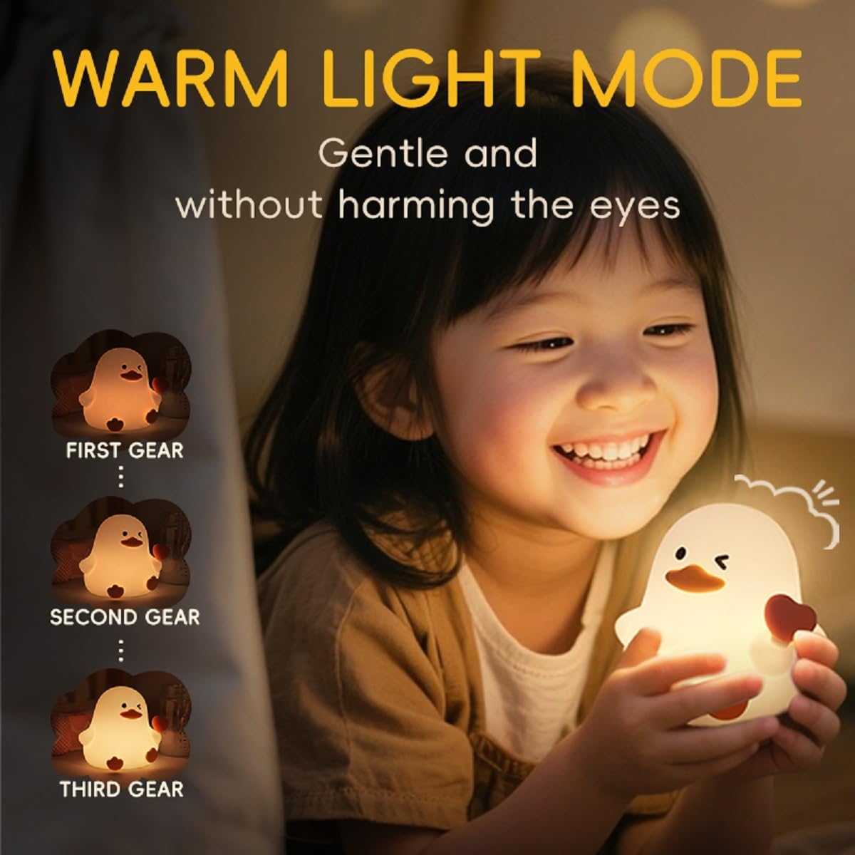 Duck Night Light for Adults Kids,Cute Silicone Animal Dimmable Nursery Nightlight with 7 Colors 30min Timer,Rechargeable Table Lamp Bedside Lamp for Christmas Gifts Room Decor