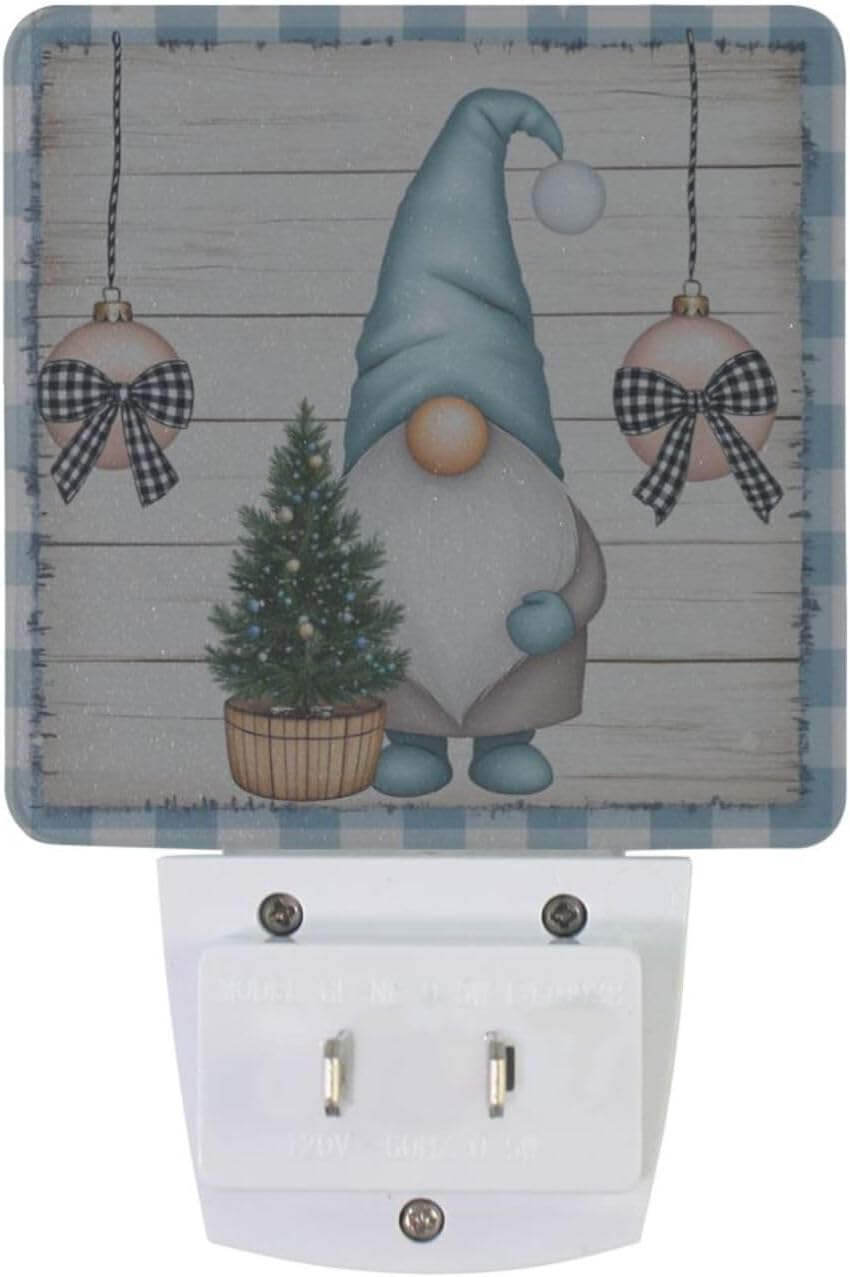 Aslsiy Night Light for Kids Blue Gnomes Snow Christmas (8) Plug in Wall Lamp LED Dusk to Dawn Sensor Energy Saving Nightlight for Boys Girls Men Women