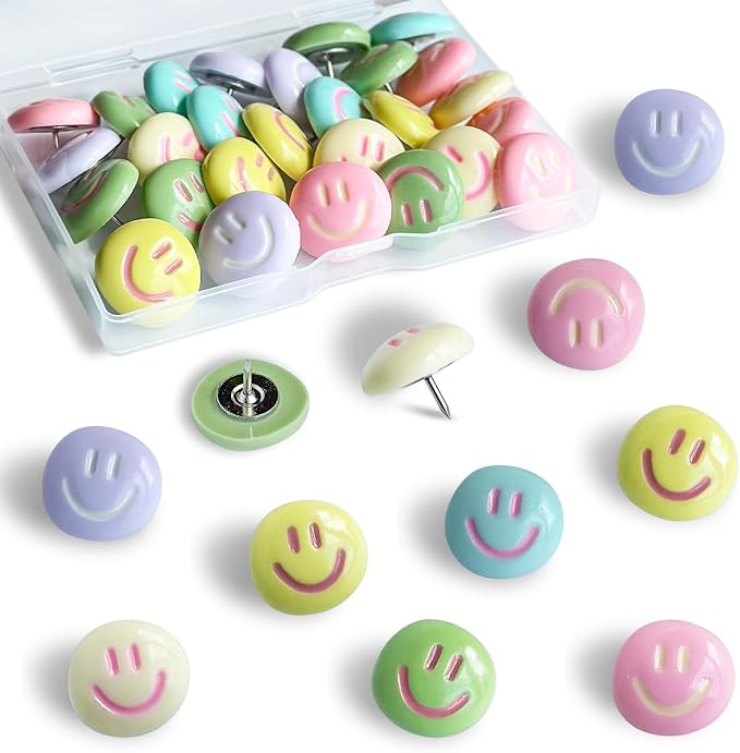 Smiley Face Decorative Push Pins, Cute Bulletin Board Push Pins, Thumbtacks