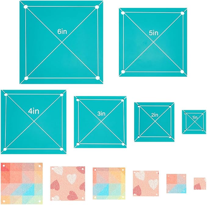 6 PCS 6 Size Acrylic Square Quilting Template Set 1-6Inch Accurate Cutting