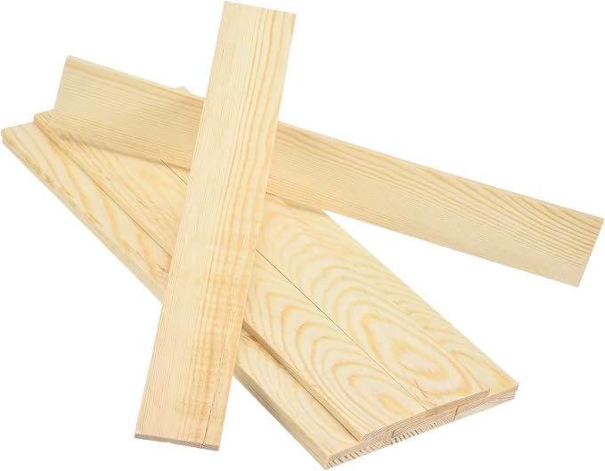MECCANIXITY 10Pcs Wood Strips Slats, 3/16" x 1‑5/8" x 12" Thin Wood Sticks Flat
