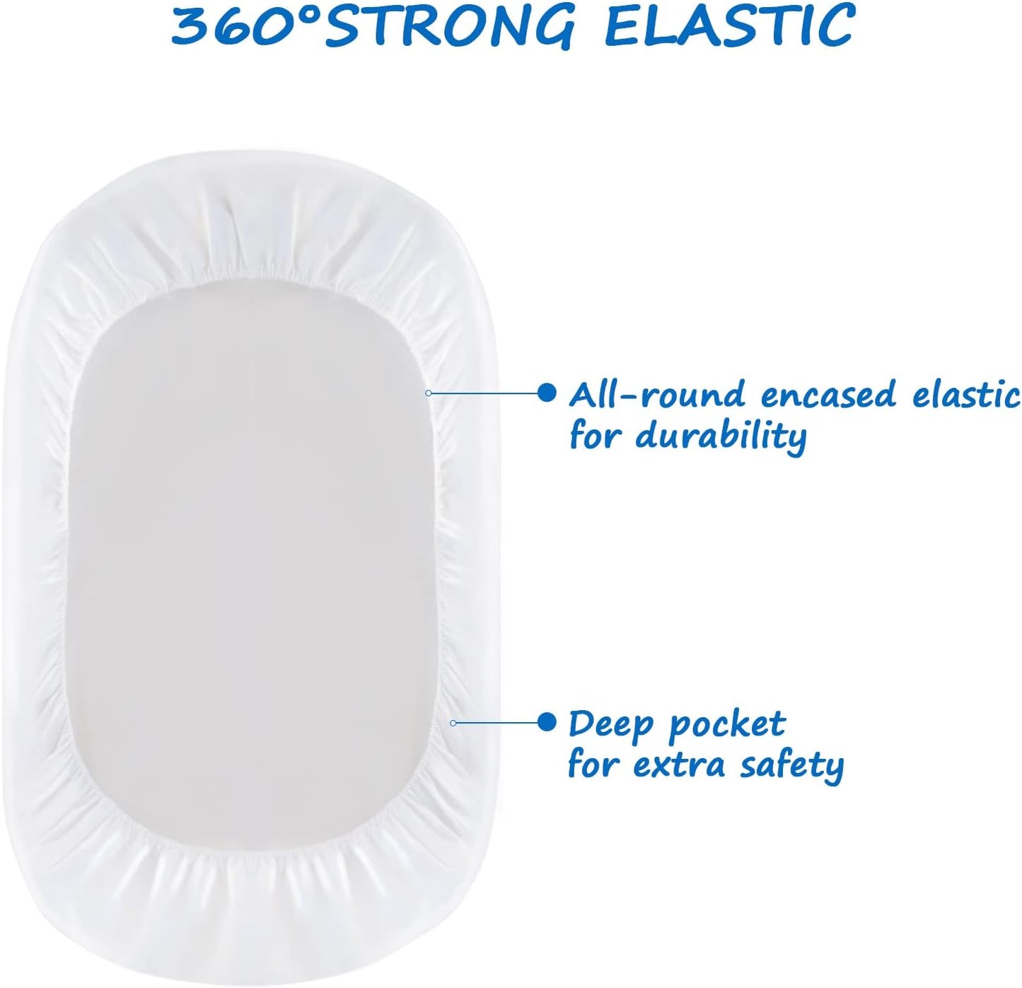 Bassinet Sheet 2 Pack Cotton Fitted Sheets Set for Oval Rectangle Hourglass Bassinet Mattress and Moses Baskets, Super Soft and Breathable Cover for Baby Girl Boy 32''x16''x4'', White