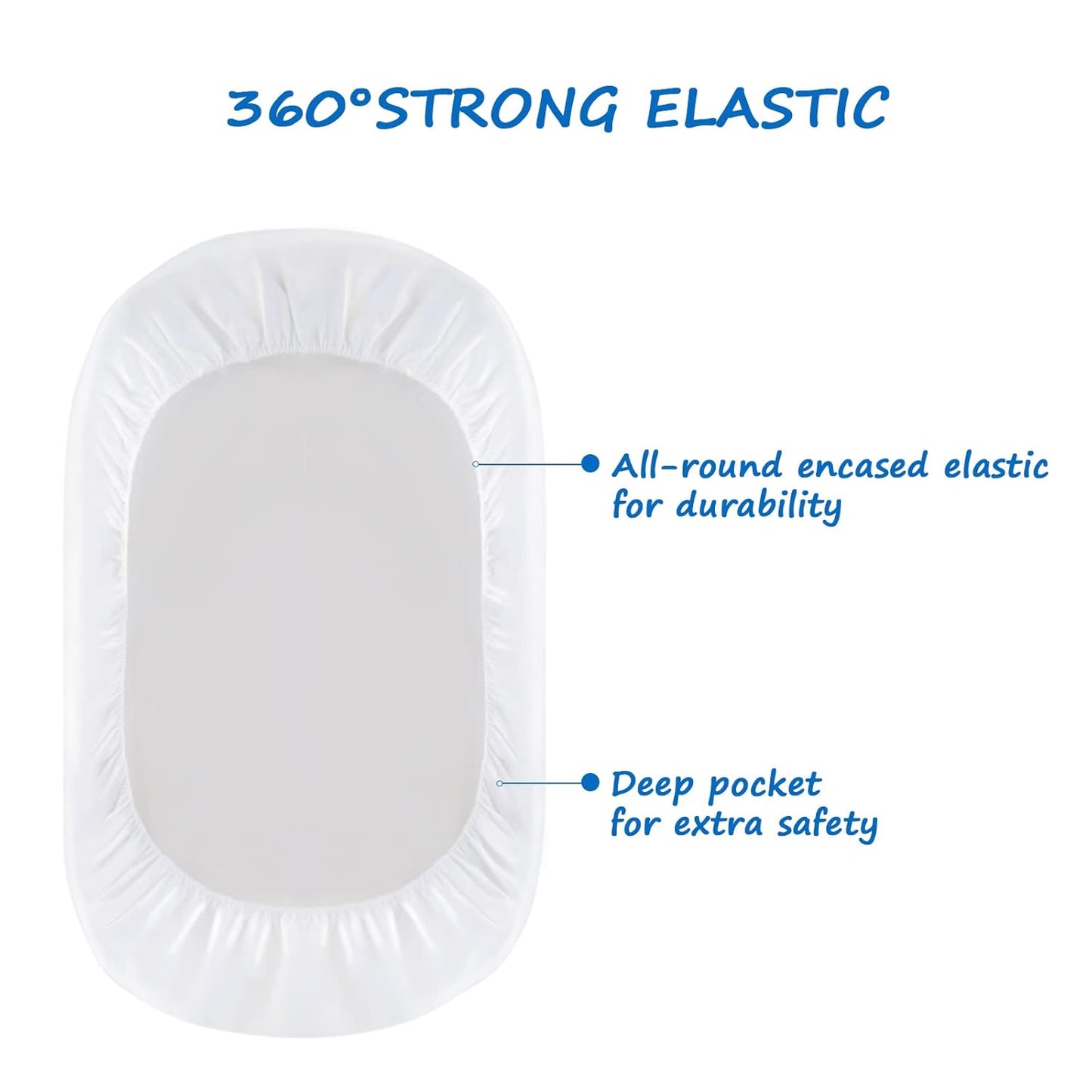 Bassinet Sheets Waterproof 2 Pack Bassinet Mattress Protector Cotton Fitted Cradle Sheets Set for Oval Rectangle Hourglass Mattres, Soft Breathable Mattress Pad Cover Baby Girl Boy, White