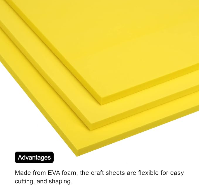 MECCANIXITY EVA Foam Sheets Yellow 9.8 Inch x 9.8 Inch 10mm Thick Crafts Foam