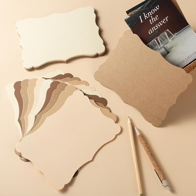 50 Pack Blank Kraft Greeting Cards, 5 Colors, 4x6IN | Thick Cardstock Paper