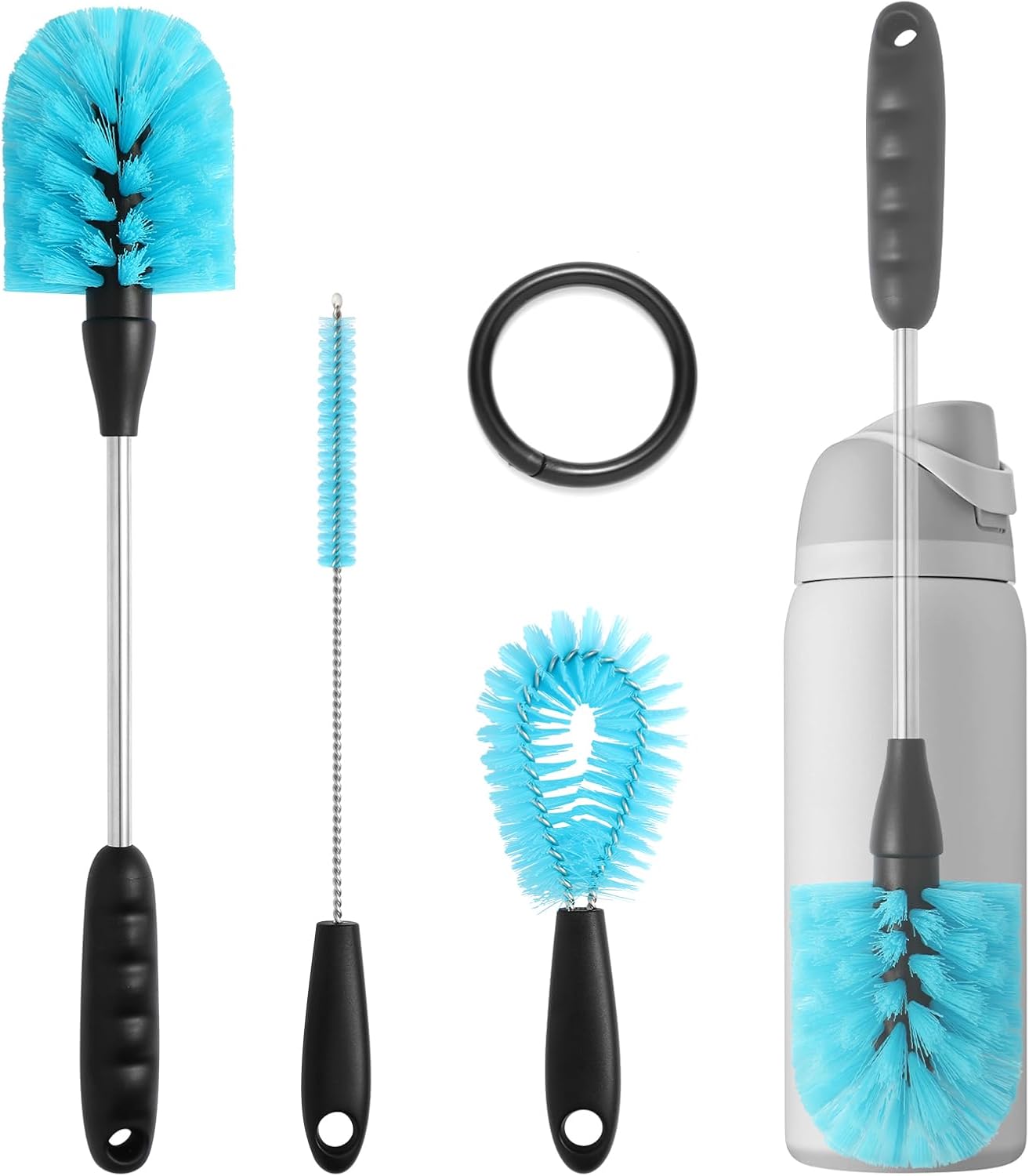 Water Bottle Cleaning Kit Compatible with Owala Bottle Brush and Straw Cleaner 3 Set Extra Long Handle Reusable